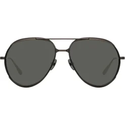 Linda Farrow Sunglasses-- Matisse Aviator Sunglasses in Nickel - LFL1207C4SUN - Eyewear - Avvenice