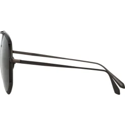 Linda Farrow Sunglasses-- Matisse Aviator Sunglasses in Nickel - LFL1207C4SUN - Eyewear - Avvenice