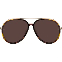Linda Farrow Sunglasses-- Maverick Aviator Sunglasses in Light Gold - LFL1358C2SUN - Eyewear - Avvenice