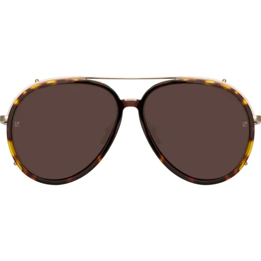 Linda Farrow Sunglasses-- Maverick Aviator Sunglasses in Light Gold - LFL1358C2SUN - Eyewear - Avvenice