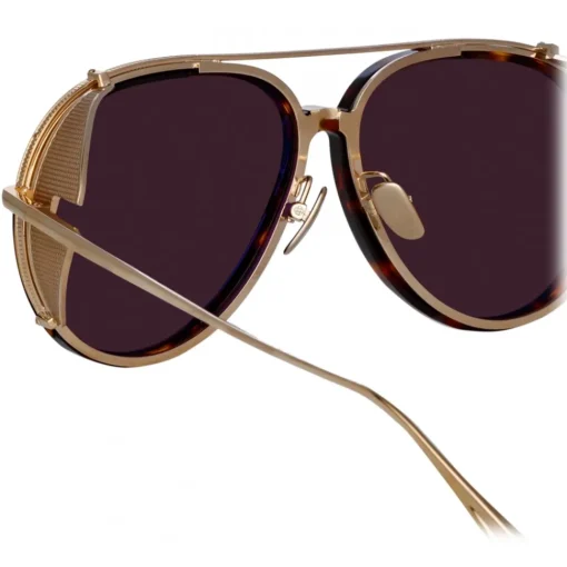 Linda Farrow Sunglasses-- Maverick Aviator Sunglasses in Light Gold - LFL1358C2SUN - Eyewear - Avvenice