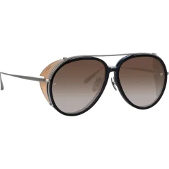 Linda Farrow Sunglasses-- Maverick Aviator Sunglasses in White Gold - LFL1358C3SUN - Eyewear - Avvenice