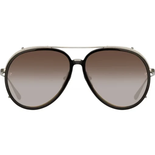 Linda Farrow Sunglasses-- Maverick Aviator Sunglasses in White Gold - LFL1358C3SUN - Eyewear - Avvenice