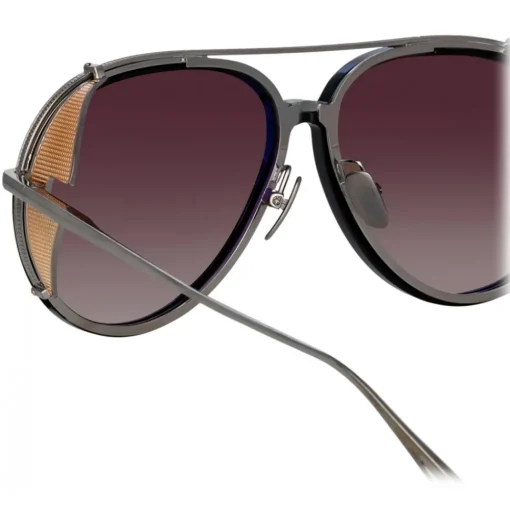 Linda Farrow Sunglasses-- Maverick Aviator Sunglasses in White Gold - LFL1358C3SUN - Eyewear - Avvenice