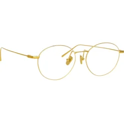 Linda Farrow Sunglasses-- Mayne A Oval Optical Glasses in Yellow Gold - LF33AC1OPT - Eyewear - Avvenice