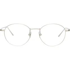 Linda Farrow Sunglasses-- Mayne Oval Optical Glasses in White Gold - LF33C2OPT - Eyewear - Avvenice