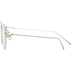 Linda Farrow Sunglasses-- Mayne Oval Optical Glasses in White Gold - LF33C2OPT - Eyewear - Avvenice
