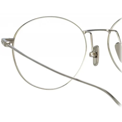 Linda Farrow Sunglasses-- Mayne Oval Optical Glasses in White Gold - LF33C2OPT - Eyewear - Avvenice