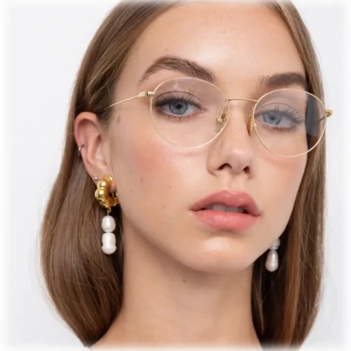 Linda Farrow Sunglasses-- Mayne Oval Optical Glasses in White Gold - LF33C2OPT - Eyewear - Avvenice