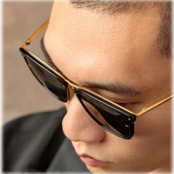 Linda Farrow Sunglasses-- Men's Cassin D-Frame Sunglasses in Black - LFL1457C1SUN - Eyewear - Avvenice