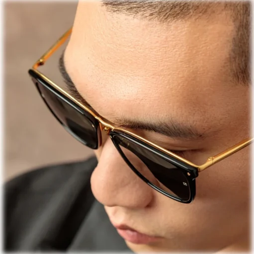 Linda Farrow Sunglasses-- Men's Cassin D-Frame Sunglasses in Black - LFL1457C1SUN - Eyewear - Avvenice