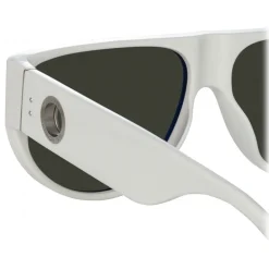 Linda Farrow Sunglasses-- Men's Elodie Flat Top Sunglasses in White - LFL1302C4SUN - Eyewear - Avvenice