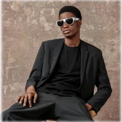 Linda Farrow Sunglasses-- Men's Elodie Flat Top Sunglasses in White - LFL1302C4SUN - Eyewear - Avvenice
