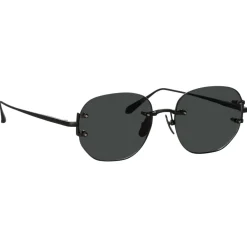 Linda Farrow Sunglasses-- Men's Sandor Angular Sunglasses in Matt Nickel - LFL1497C1SUN - Eyewear - Avvenice