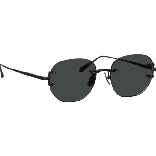 Linda Farrow Sunglasses-- Men's Sandor Angular Sunglasses in Matt Nickel - LFL1497C1SUN - Eyewear - Avvenice