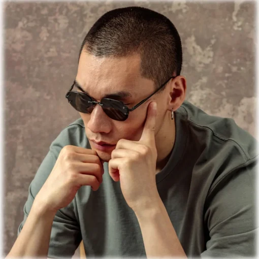 Linda Farrow Sunglasses-- Men's Sandor Angular Sunglasses in Matt Nickel - LFL1497C1SUN - Eyewear - Avvenice