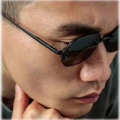 Linda Farrow Sunglasses-- Men's Sandor Angular Sunglasses in Matt Nickel - LFL1497C1SUN - Eyewear - Avvenice