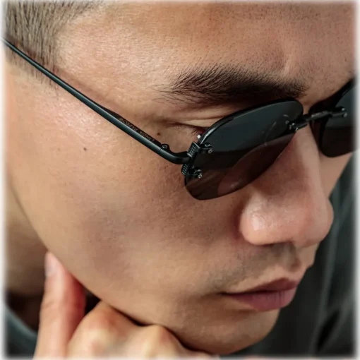 Linda Farrow Sunglasses-- Men's Sandor Angular Sunglasses in Matt Nickel - LFL1497C1SUN - Eyewear - Avvenice