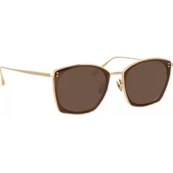 Linda Farrow Sunglasses-- Milo Square Sunglasses in Light Gold - LFL1338C5SUN - Eyewear - Avvenice