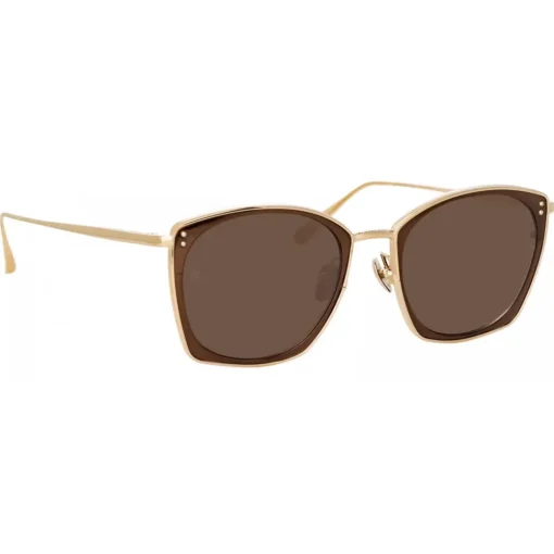 Linda Farrow Sunglasses-- Milo Square Sunglasses in Light Gold - LFL1338C5SUN - Eyewear - Avvenice