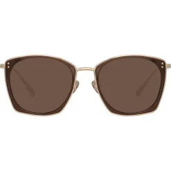 Linda Farrow Sunglasses-- Milo Square Sunglasses in Light Gold - LFL1338C5SUN - Eyewear - Avvenice