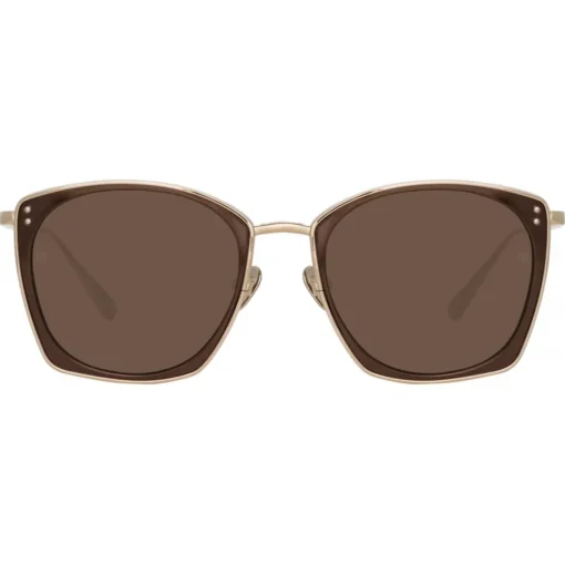 Linda Farrow Sunglasses-- Milo Square Sunglasses in Light Gold - LFL1338C5SUN - Eyewear - Avvenice