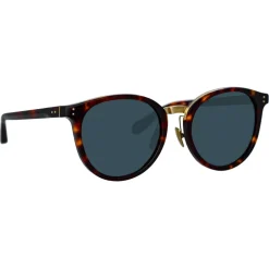Linda Farrow Sunglasses-- Morgan Oval Sunglasses in Tortoiseshell - LFL1366C2SUN - Eyewear - Avvenice