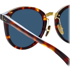 Linda Farrow Sunglasses-- Morgan Oval Sunglasses in Tortoiseshell - LFL1366C2SUN - Eyewear - Avvenice