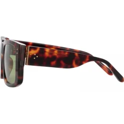 Linda Farrow Sunglasses-- Morrison Rectangular Sunglasses in Tortoiseshell Green - LFL1027C8SUN - Eyewear - Avvenice