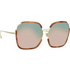 Linda Farrow Sunglasses-- Natalia Oversized Sunglasses in Horn - LFL1210C3SUN - Eyewear - Avvenice