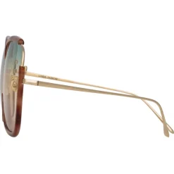 Linda Farrow Sunglasses-- Natalia Oversized Sunglasses in Horn - LFL1210C3SUN - Eyewear - Avvenice
