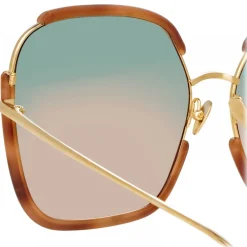 Linda Farrow Sunglasses-- Natalia Oversized Sunglasses in Horn - LFL1210C3SUN - Eyewear - Avvenice