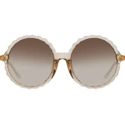 Linda Farrow Sunglasses-- Nova Round Sunglasses in Ash - LFL1354C3SUN - Eyewear - Avvenice