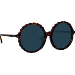 Linda Farrow Sunglasses-- Nova Round Sunglasses in Tortoiseshell - LFL1354C2SUN - Eyewear - Avvenice