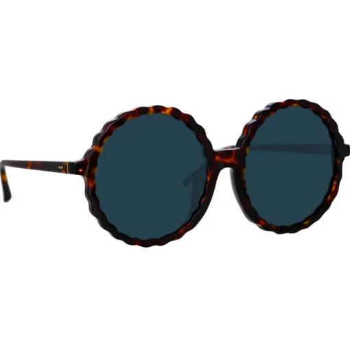 Linda Farrow Sunglasses-- Nova Round Sunglasses in Tortoiseshell - LFL1354C2SUN - Eyewear - Avvenice