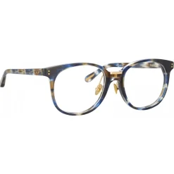 Linda Farrow Sunglasses-- Palla D-Frame Optical Glasses in Blue Tortoiseshell - LFL1277C6OPT - Eyewear - Avvenice