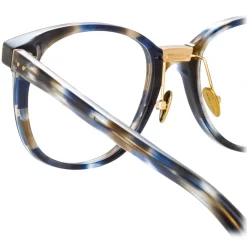 Linda Farrow Sunglasses-- Palla D-Frame Optical Glasses in Blue Tortoiseshell - LFL1277C6OPT - Eyewear - Avvenice