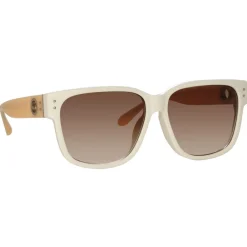 Linda Farrow Sunglasses-- Perry D-Frame Sunglasses in White - LFL1429C3SUN - Eyewear - Avvenice