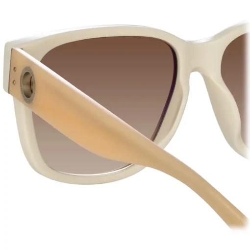Linda Farrow Sunglasses-- Perry D-Frame Sunglasses in White - LFL1429C3SUN - Eyewear - Avvenice