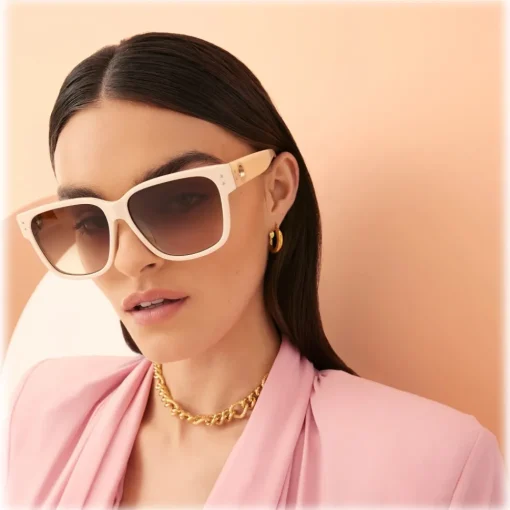 Linda Farrow Sunglasses-- Perry D-Frame Sunglasses in White - LFL1429C3SUN - Eyewear - Avvenice