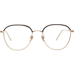 Linda Farrow Sunglasses-- Raif Square Optical Glasses in Rose Gold Brown - LFL819C10OPT - Eyewear - Avvenice