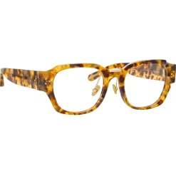 Linda Farrow Sunglasses-- Ramon Rectangular Optical Glasses in Tobacco Tortoiseshell - LFL1270C7OPT - Eyewear - Avvenice