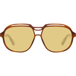Linda Farrow Sunglasses-- Raphael Aviator Sunglasses in Horn - LFL1294C3SUN - Eyewear - Avvenice