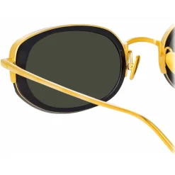 Linda Farrow Sunglasses-- Rosie Oval Sunglasses in Black - LFL1142C1SUN - Eyewear - Avvenice