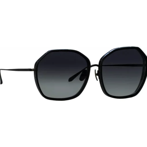 Linda Farrow Sunglasses-- Rowe Oversize Sunglasses in Matt Nickel - LFL1432C3SUN - Eyewear - Avvenice