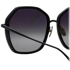 Linda Farrow Sunglasses-- Rowe Oversize Sunglasses in Matt Nickel - LFL1432C3SUN - Eyewear - Avvenice