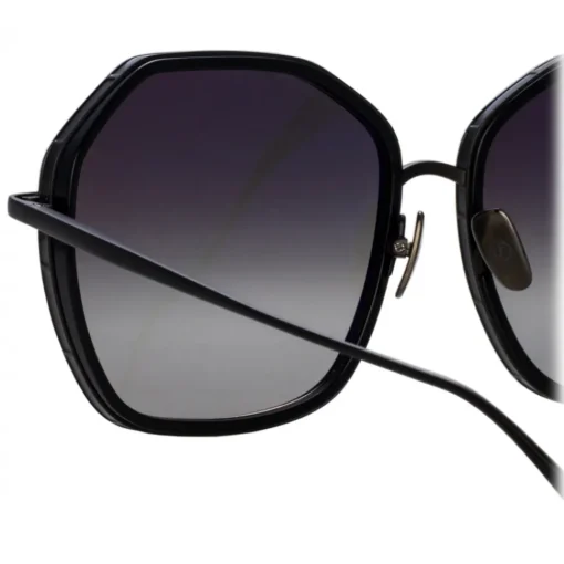 Linda Farrow Sunglasses-- Rowe Oversize Sunglasses in Matt Nickel - LFL1432C3SUN - Eyewear - Avvenice