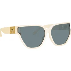 Linda Farrow Sunglasses-- Sabine Oversized Sunglasses in Cream - LFL1298C3SUN - Eyewear - Avvenice