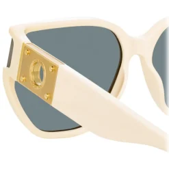Linda Farrow Sunglasses-- Sabine Oversized Sunglasses in Cream - LFL1298C3SUN - Eyewear - Avvenice