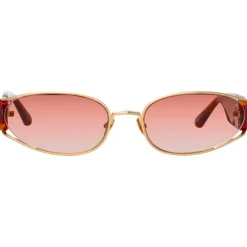 Linda Farrow Sunglasses-- Shelby Cat Eye Sunglasses in Light Gold Tortoiseshell - LFL1157C4SUN - Eyewear - Avvenice